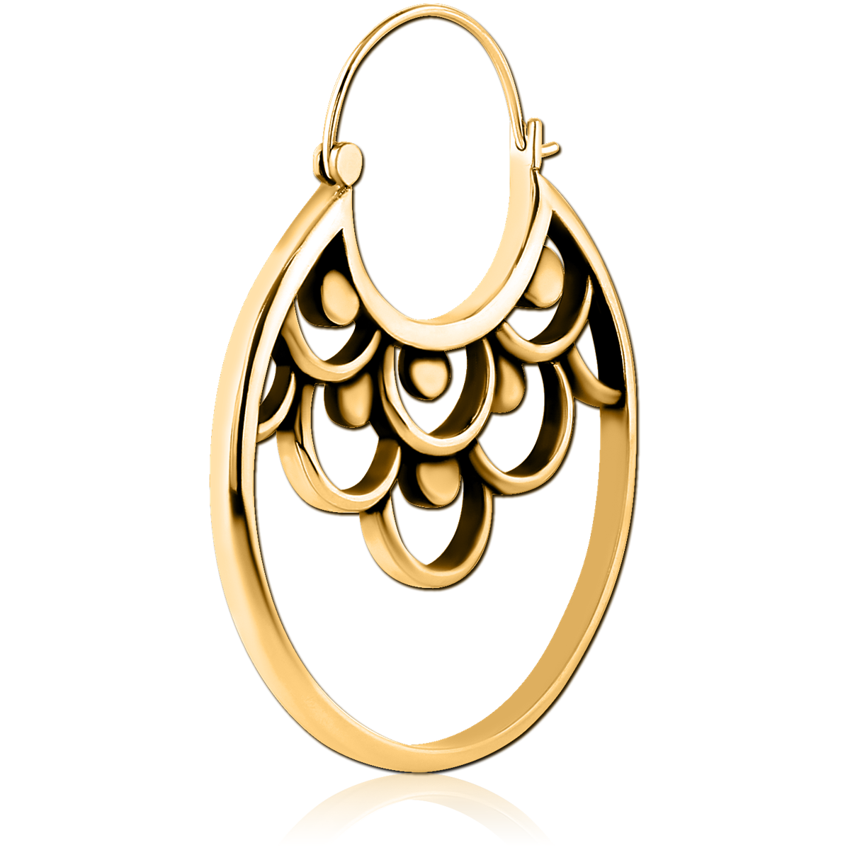 GOLD PVD COATED SURGICAL STEEL HOOP EARRING FOR TUNNEL