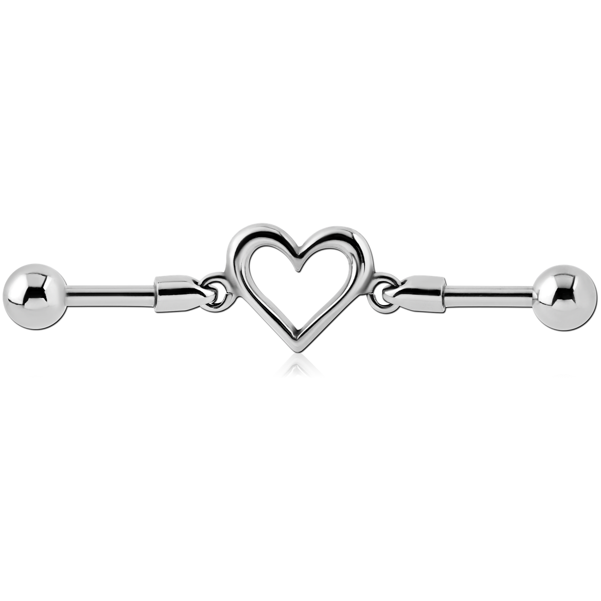 SURGICAL STEEL INDUSTRIAL BARBELL CHARM HEART IDBLSC183