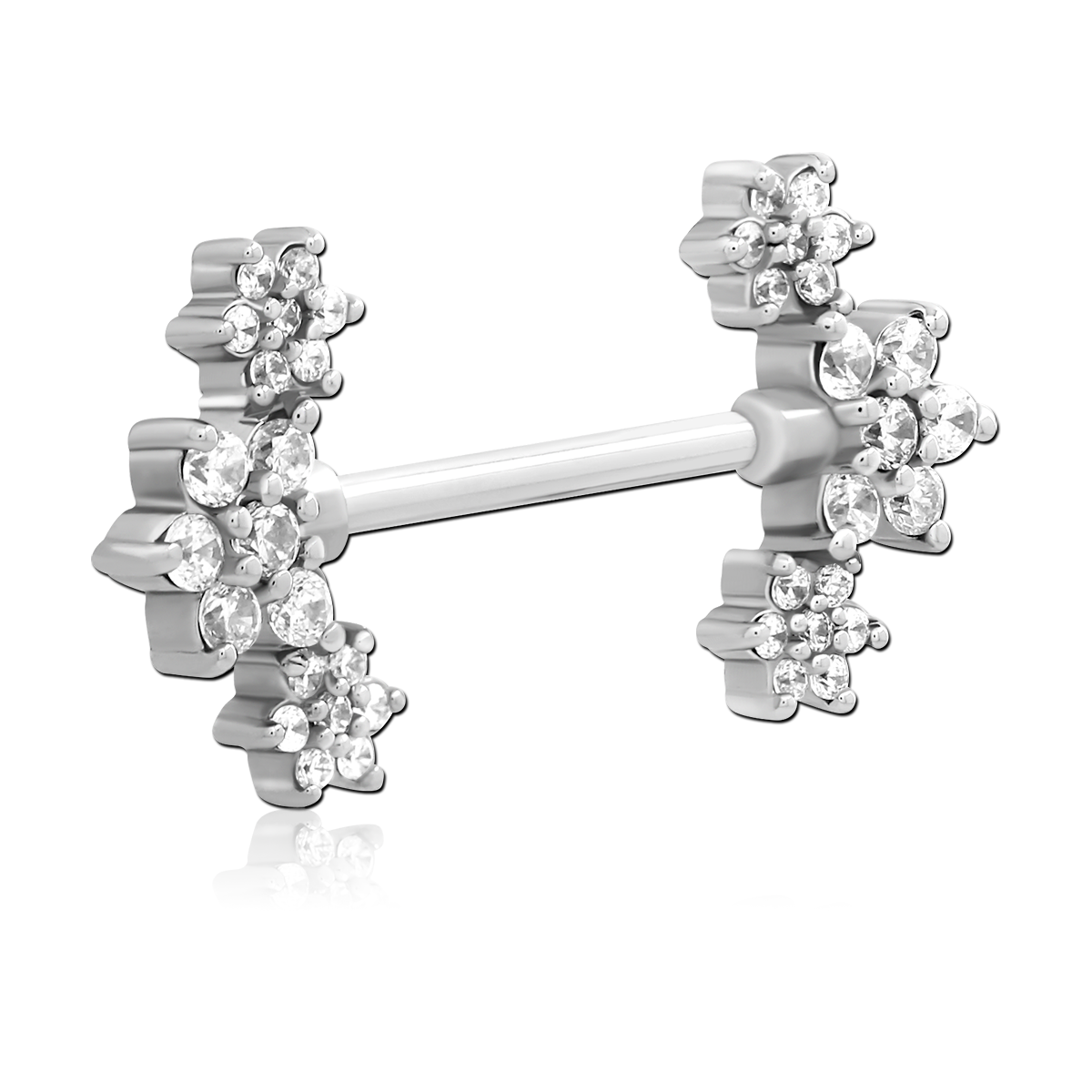 SURGICAL STEEL NIPPLE PIERCING INTERNAL THREADED BAR WITH CHARM JEWELED