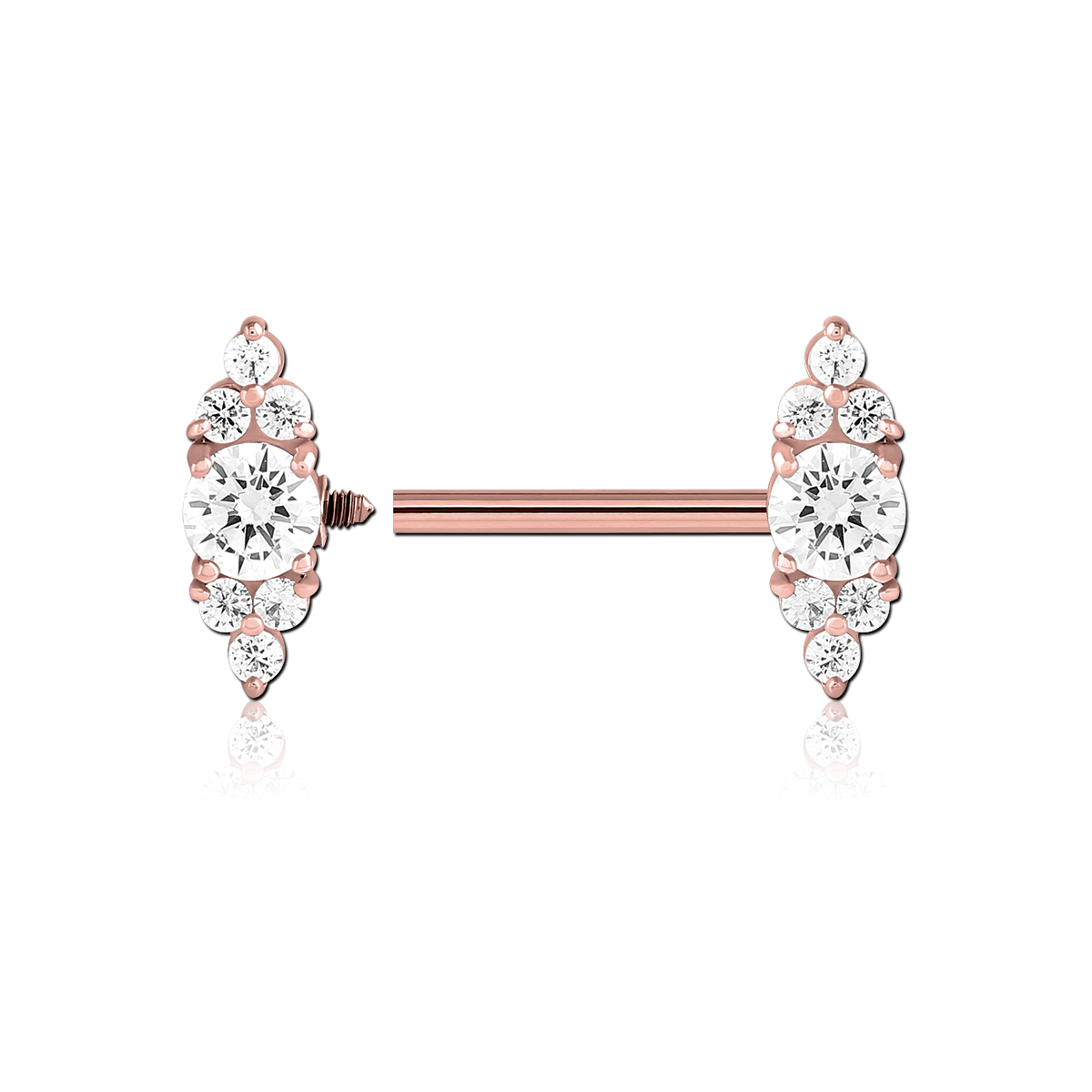 ROSE GOLD PVD COATED SURGICAL STEEL NIPPLE PIERCING INTERNAL THREADED BAR WITH MOVING CHARM FINE
