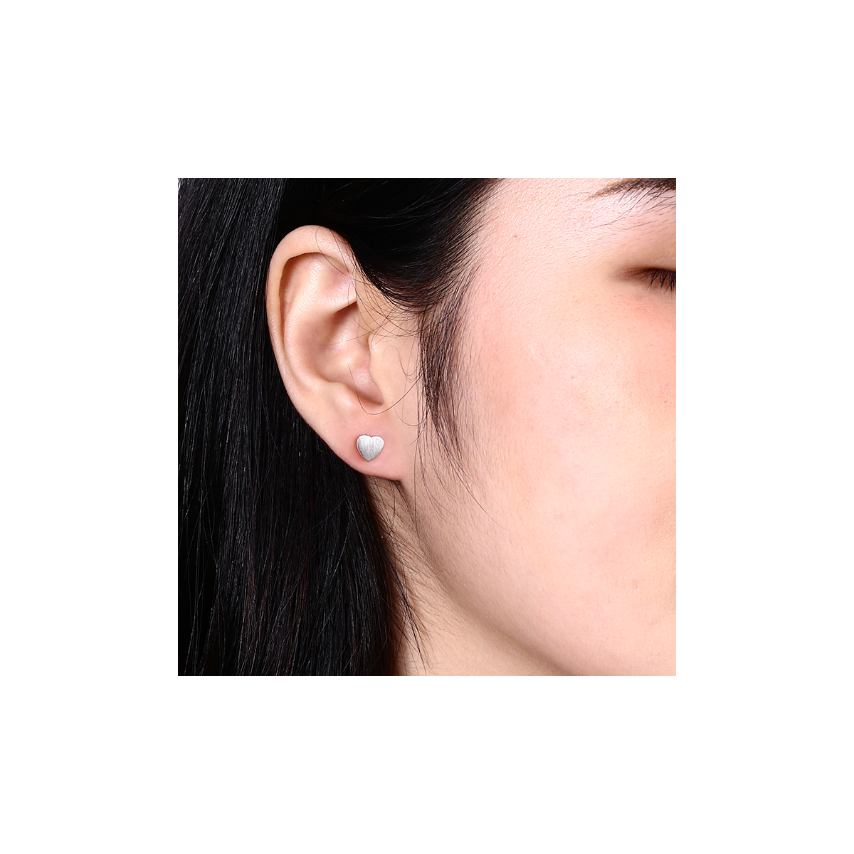 SURGICAL STEEL EAR STUDS PAIR HEART FLAT SCES673MT