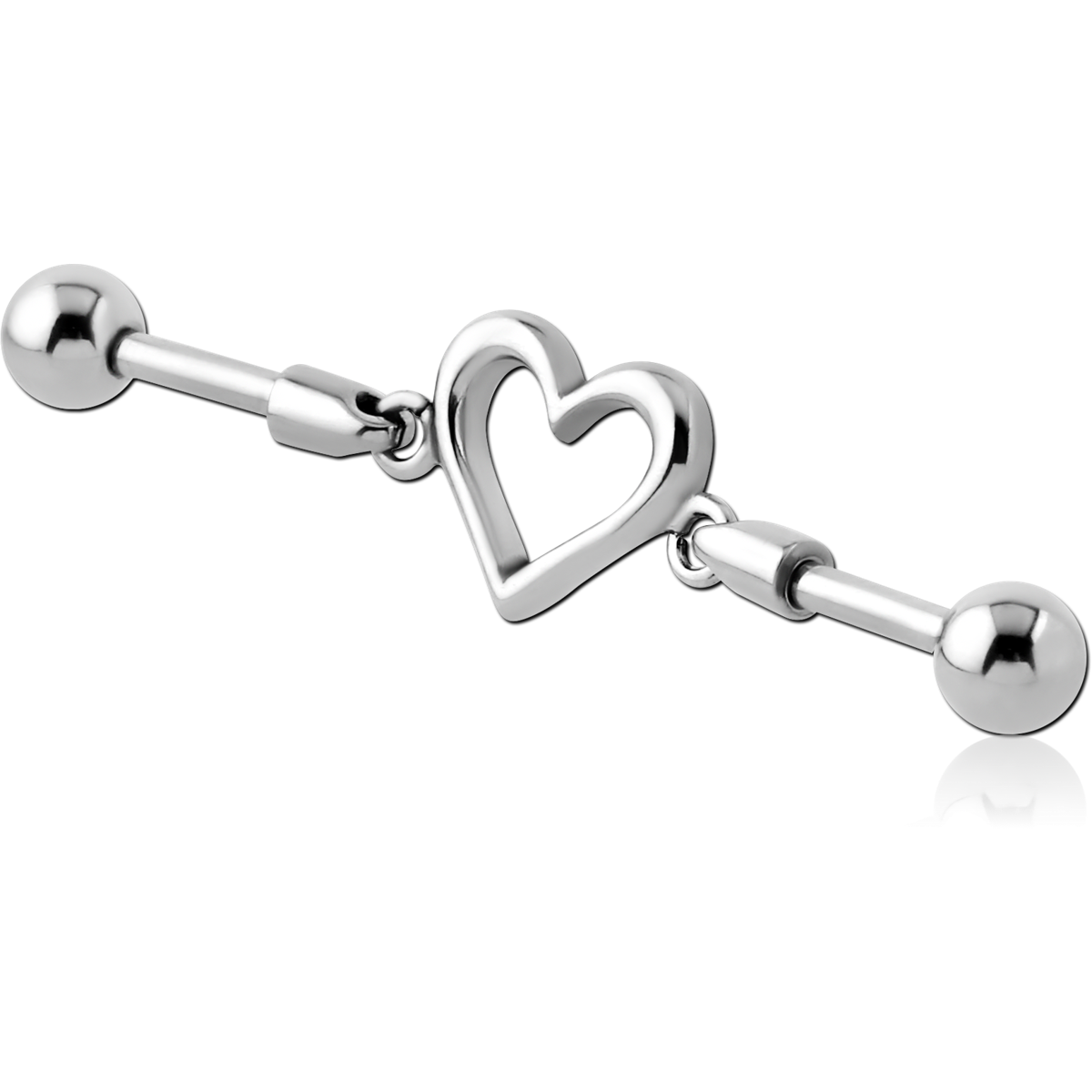 SURGICAL STEEL INDUSTRIAL BARBELL CHARM HEART IDBLSC183