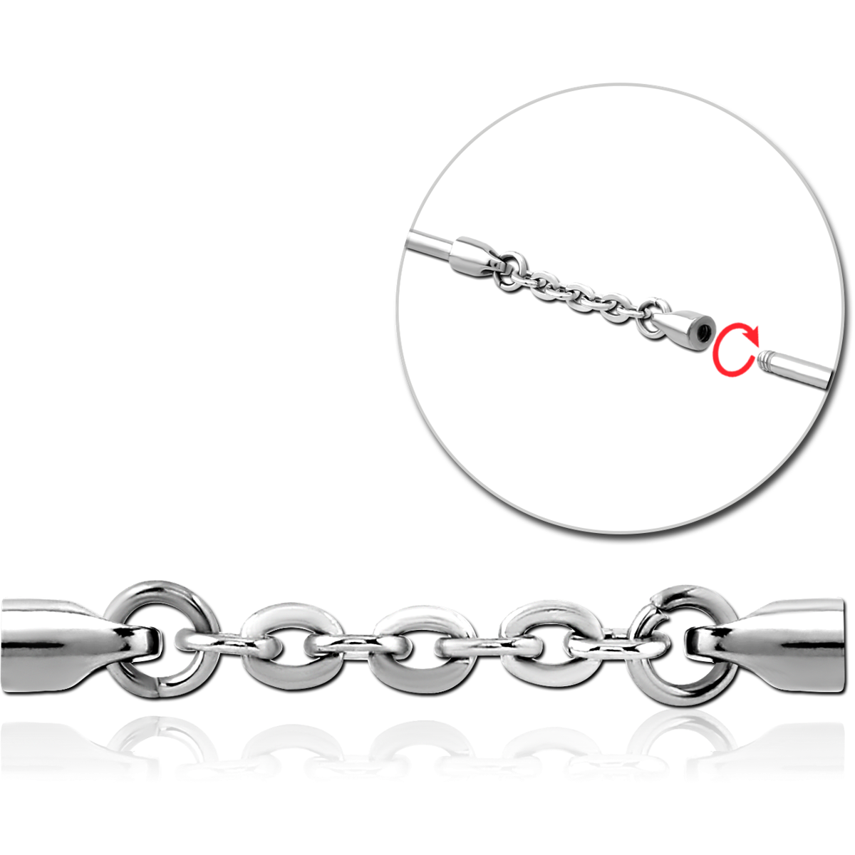 SURGICAL STEEL CHARM FOR INDUSTRIAL BARBELL CHAIN