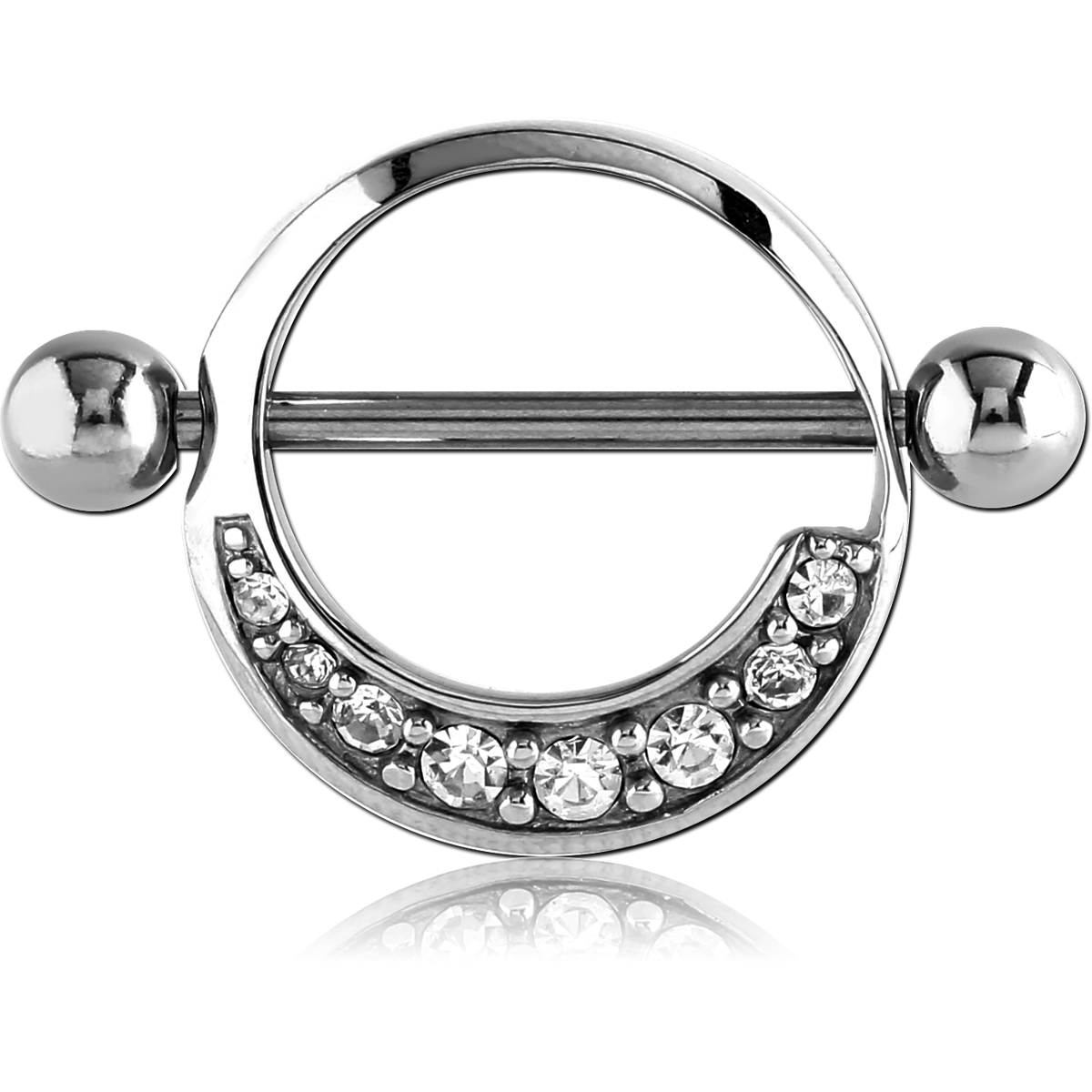 SURGICAL STEEL JEWELED NIPPLE SHIELD ROUND SCNS103