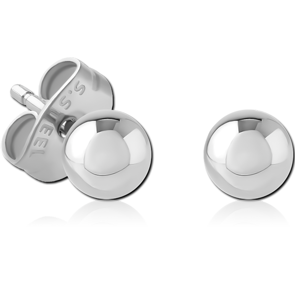 SURGICAL STEEL EAR STUDS PAIR BALL SCES430