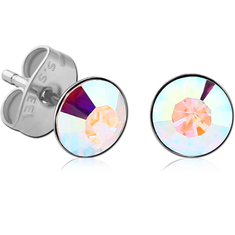 SURGICAL STEEL JEWELED CUP EAR STUDS PAIR SES9