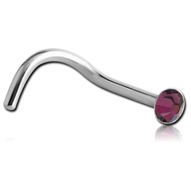 SURGICAL STEEL FLAT JEWELED CURVED NOSE STUD