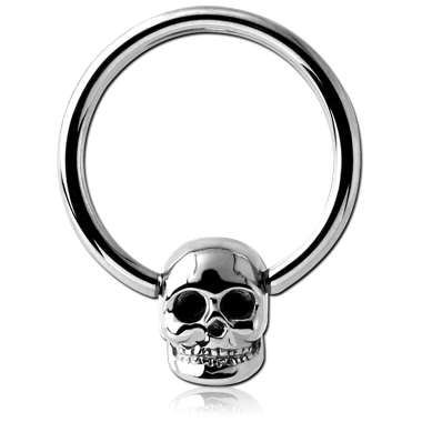 SURGICAL STEEL BALL CLOSURE RING WITH ATTACHMENT - SKULL