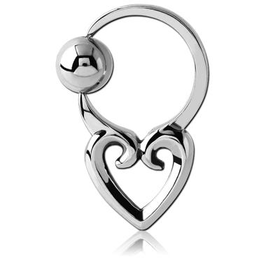 SURGICAL STEEL HEART SIDE BALL CLOSURE RING