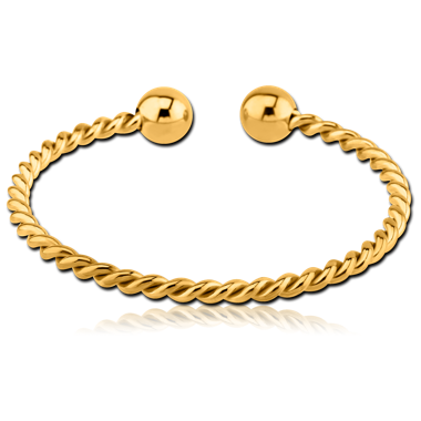 GOLD PVD 18K COATED SURGICAL STEEL TWISTED WIRE BANGLE