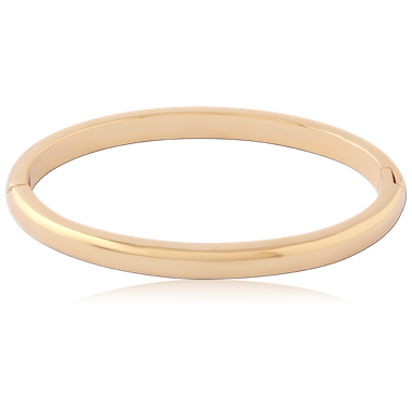 316L GOLD PVD 18K COATED SURGICAL STEEL HINGED BANGLE SMOOTH POLISHED FINISH