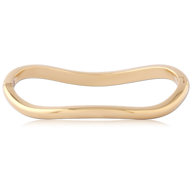 316L GOLD PVD 18K COATED SURGICAL STEEL HINGED BANGLE WAVE PROFILE