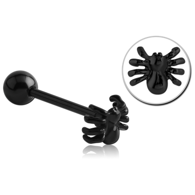 BLACK PVD COATED SURGICAL STEEL BARBELL - SPIDER