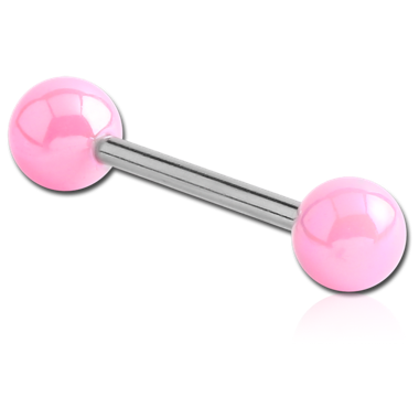 SURGICAL STEEL BARBELL WITH AB COATED NEON BALL