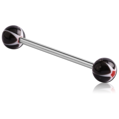 SURGICAL STEEL BARBELL WITH UV GLITTERING MURANO BALL