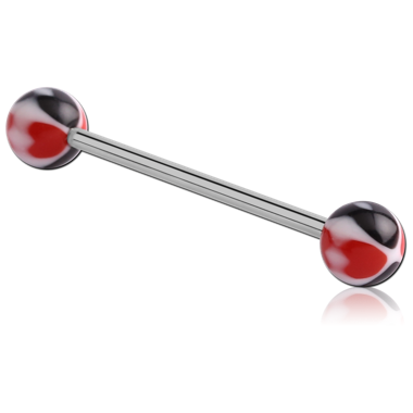 SURGICAL STEEL BARBELL WITH UV HEART BALL