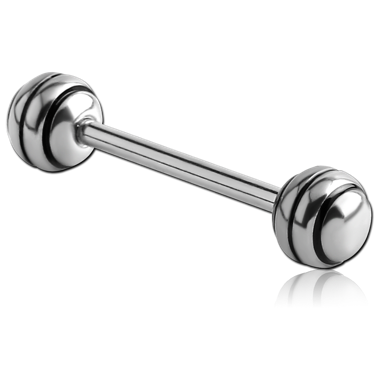SURGICAL STEEL BARBELL WITH STRIPED BALL