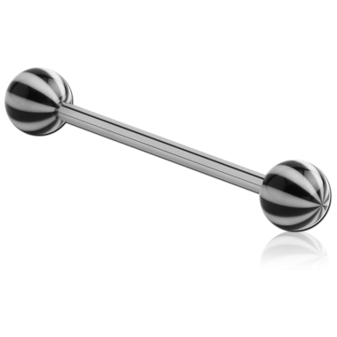 SURGICAL STEEL BARBELL WITH UV MULTI-STRIPE BALL