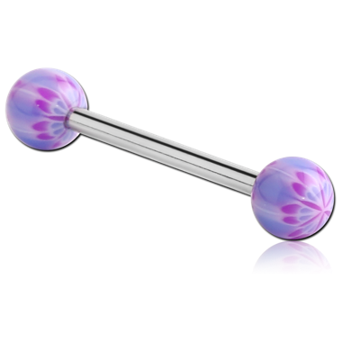 STERILE SURGICAL STEEL BARBELL WITH UV FLOWER BALL