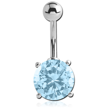 RHODIUM PLATED BRASS JEWELED NAVEL BANANA