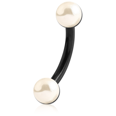 BLACK PVD COATED SURGICAL STEEL CURVED MICRO BARBELL WITH SYNTHETIC PEARLS