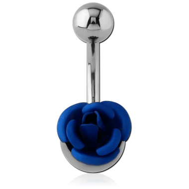 SURGICAL STEEL NAVEL BANANA WITH ANODISED FLOWER BALL