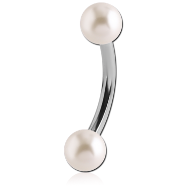 SURGICAL STEEL CURVED BARBELL WITH SYNTHETIC PEARLS