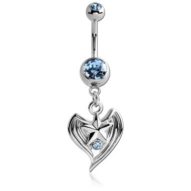 SURGICAL STEEL DOUBLE JEWELED NAVEL BANANA WITH STAR CHARM