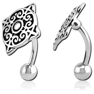 SURGICAL STEEL NAVEL BANANA - FILIGREE