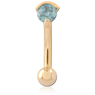 316L GOLD PVD 18K COATED SURGICAL STEEL CURVED MICRO BARBELL SINGLE GEM