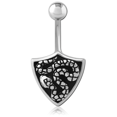 SURGICAL STEEL KOOL KATANA NAVEL BANANA - SHIELD WITH SNAKE