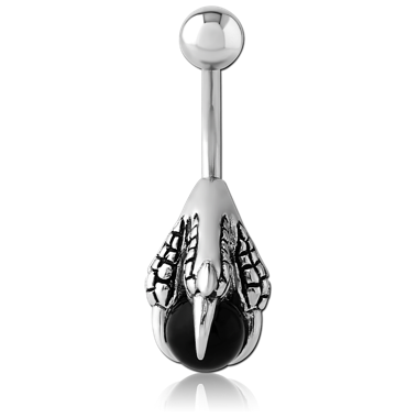 SURGICAL STEEL KOOL KATANA NAVEL BANANA WITH ONYX BALL - CLAWS