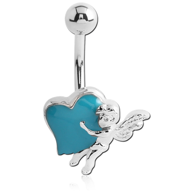 RHODIUM PLATED NAVEL BANANA - CUPID