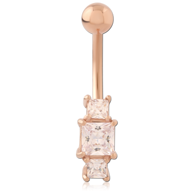 316L ROSE GOLD PVD COATED SURGICAL STEEL NAVEL BANANA