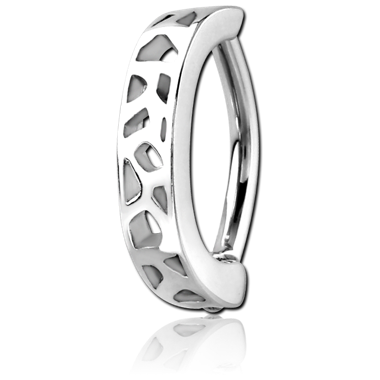 316L SURGICAL STEEL HINGED SEGMENT RING GEOMETRIC CUTOUT BELLY CLICKER