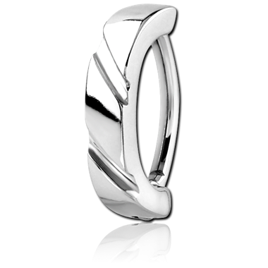 316L SURGICAL STEEL HINGED SEGMENT RING DIAGONAL GROOVE BELLY CLICKER