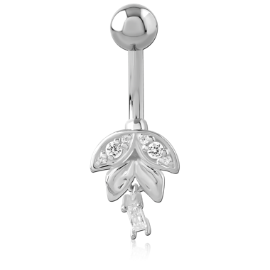 STERLING SILVER 925 JEWELED NAVEL BANANA