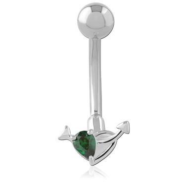 STERLING SILVER 925 JEWELED NAVEL BANANA