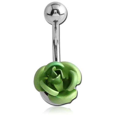 STERILE SURGICAL STEEL NAVEL BANANA WITH ANODISED FLOWER BALL