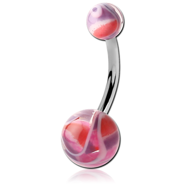 STERILE SURGICAL STEEL NAVEL BANANA WITH JAW BREAKER BALL