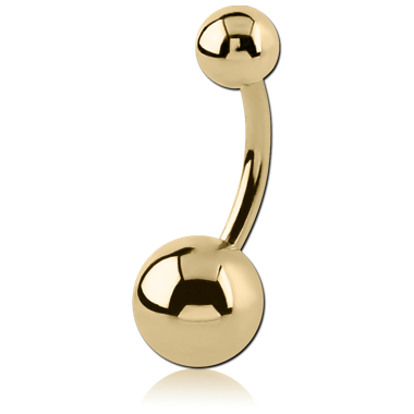 STERILE ZIRCON GOLD PVD COATED SURGICAL STEEL NAVEL BANANA