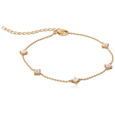 GOLD PVD 18K COATED SURGICAL STEEL JEWELED BRACELET