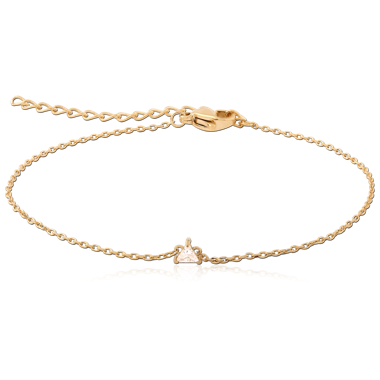 316L GOLD PVD 18K COATED SURGICAL STEEL BRACELET SINGLE TEARDROP GEM