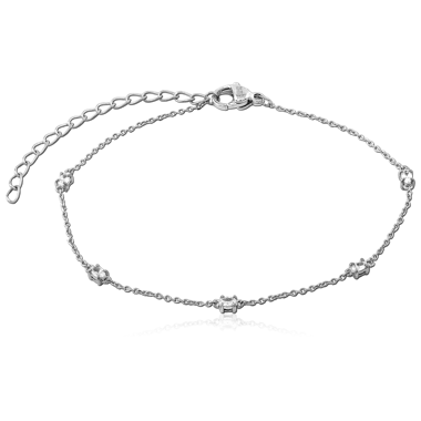 SILVER TITANIUM PVD COATED SURGICAL STEEL JEWELED BRACELET