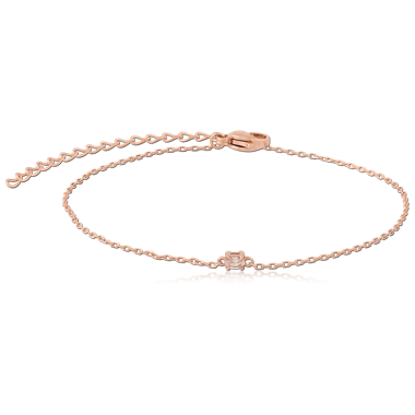 316L ROSE GOLD PVD COATED SURGICAL STEEL JEWELED BRACELET