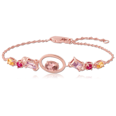 STERLING SILVER 925 ROSE GOLD JEWELED BRACELET