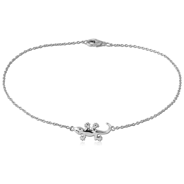 316L SURGICAL STEEL CHAIN BRACELET WITH GECKO CHARM LOBSTER CLASP