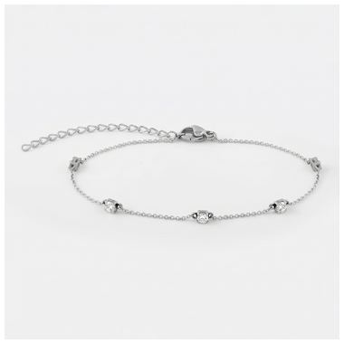 316L SURGICAL STEEL BRACELET FIVE ROUND CLEAR GEMS