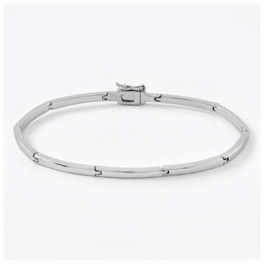 316L SURGICAL STEEL BRACELET FLAT RECTANGULAR LINKS WITH BOX CLASP