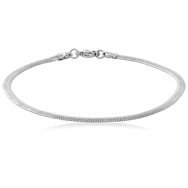 STAINLESS STEEL BRACELET FLAT HERRINGBONE CHAIN WITH POLISHED LOBSTER CLASP